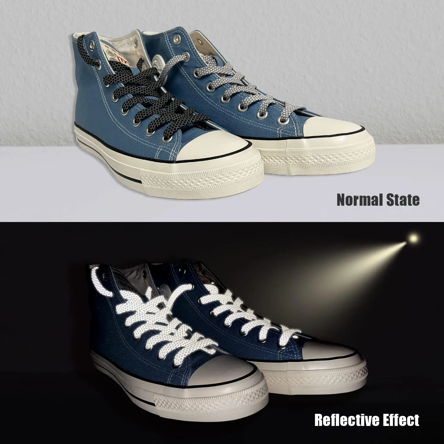 2 Pairs Flat Reflective Shoe Laces for Sport Sneakers Shoes Boots [2 Colors a pack] 0.35'' (9mm) Width