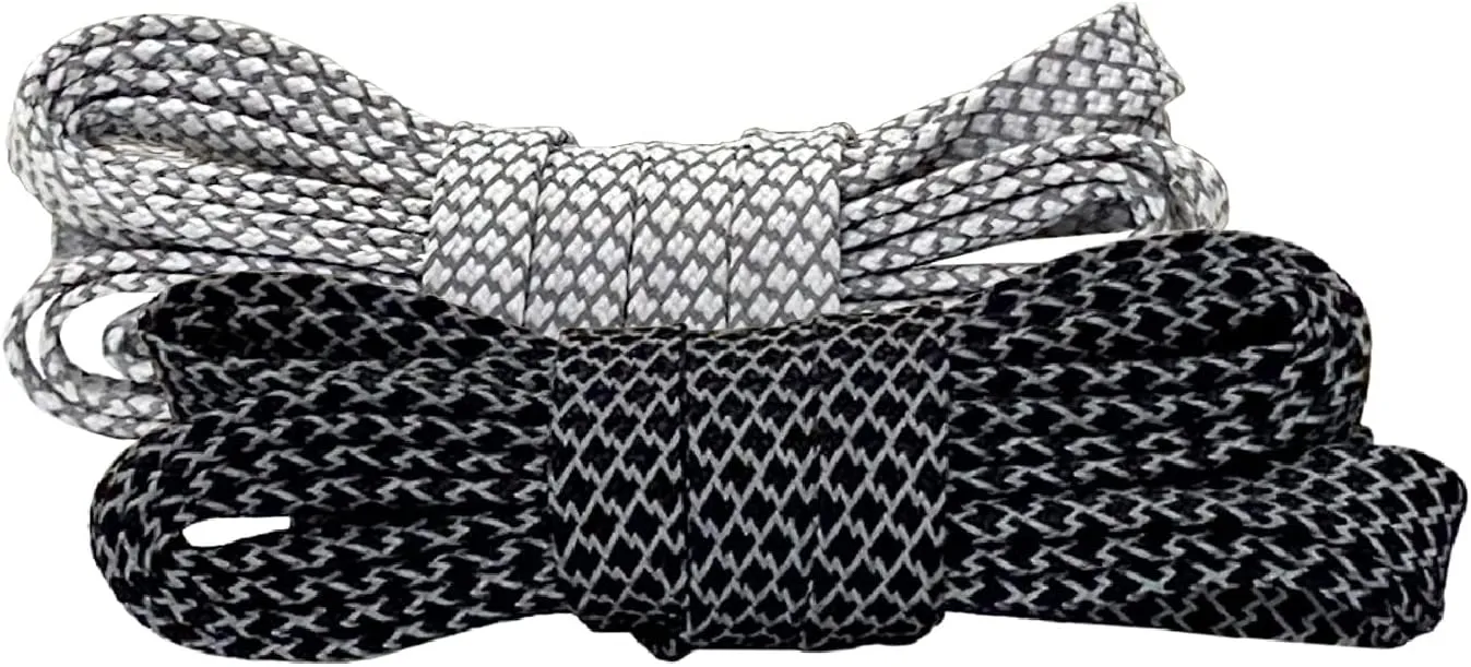 2 Pairs Flat Reflective Shoe Laces for Sport Sneakers Shoes Boots [2 Colors a pack] 0.35'' (9mm) Width