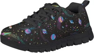 Advocator Black Running Shoes for Toddler Boys, Black Colorful Panlet Sneaker for School Tennis Sport Shoes