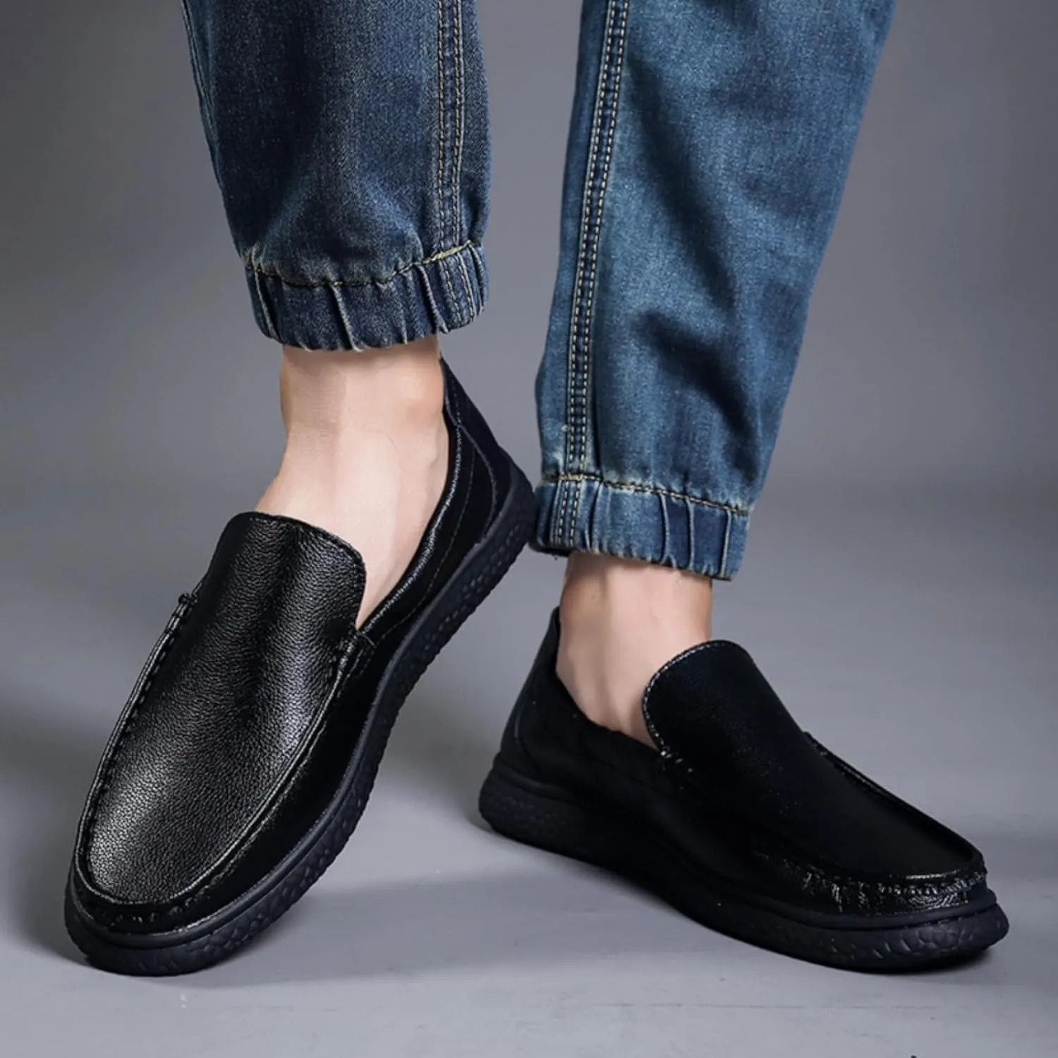 Aimery Mens Soft Leather Casual Slip-On Loafers Summer Soft&Breathable Flats Driving Walking Shoes Fashion Penny Loafers