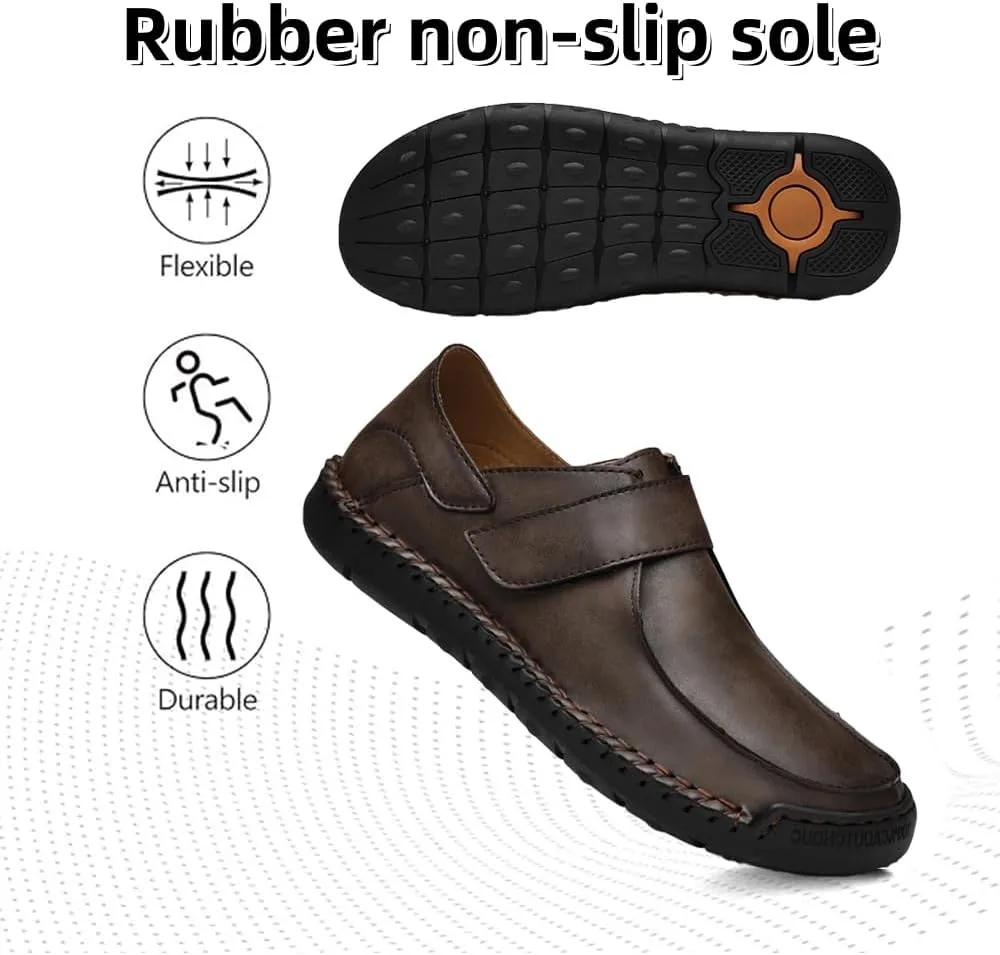 Asifn Men's Casual Leather Loafers Comfortable Soft Lightweight Driving Walking Dress Shoes Fashion Slip-On Handmade Flats