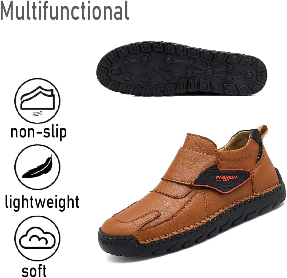 Asifn Mens Fashion Loafers Leather Casual Shoes Lightweight Comfortable Walking Shoes Non-Slip Soft Driving Shoes