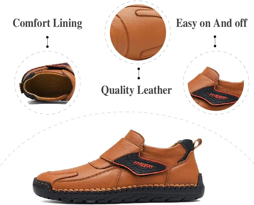 Asifn Mens Fashion Loafers Leather Casual Shoes Lightweight Comfortable Walking Shoes Non-Slip Soft Driving Shoes