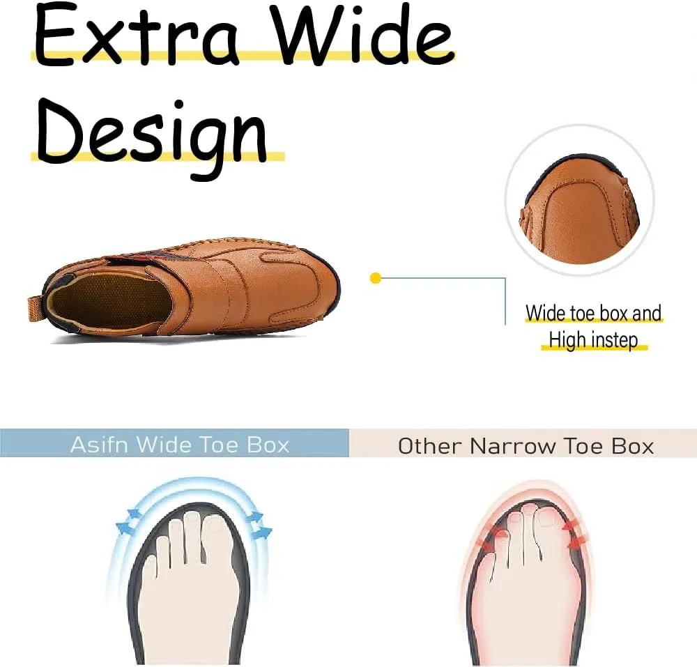 Asifn Mens Fashion Loafers Leather Casual Shoes Lightweight Comfortable Walking Shoes Non-Slip Soft Driving Shoes