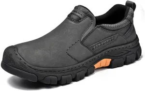 Asifn Mens Leather Non-Slip Loafers Outdoor Hiking Sneakers Lightweight Casual Work Shoes Comfortable Soft Driving Shoes