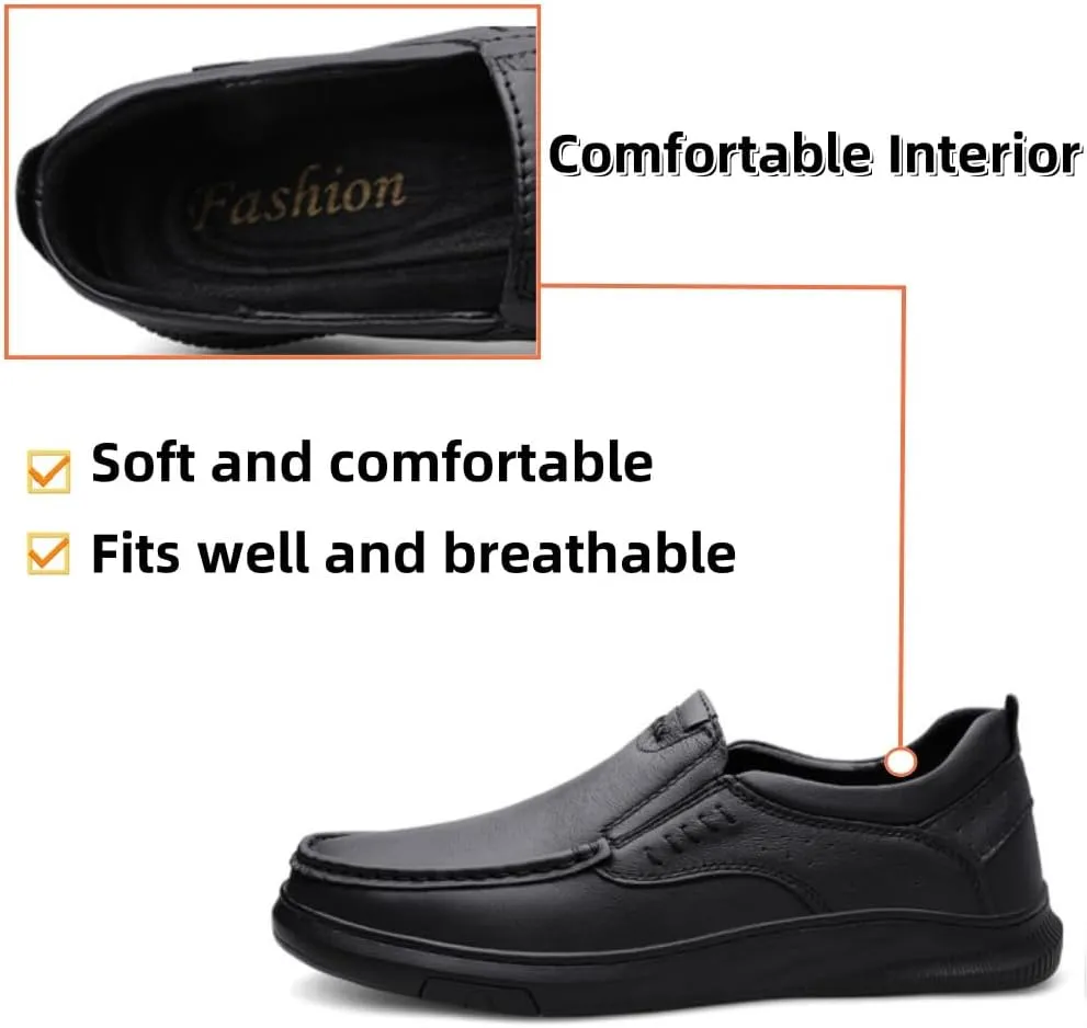 Asifn Men's Slip On Loafers Casual Leather Dressy Work Shoes Comfortable Soft Lightweight Walking Office Driving Fashion Shoes