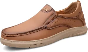 Asifn Men's Slip On Loafers Casual Leather Dressy Work Shoes Comfortable Soft Lightweight Walking Office Driving Fashion Shoes