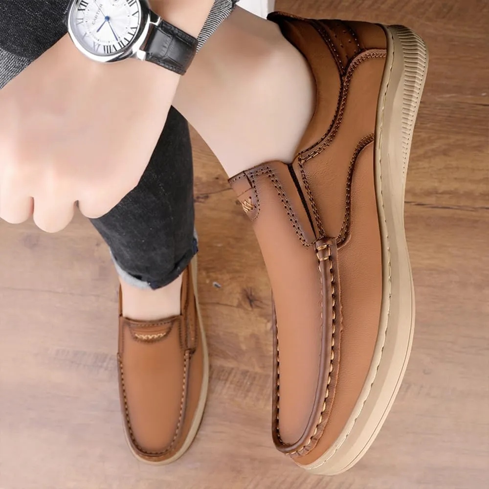Asifn Men's Slip On Loafers Casual Leather Dressy Work Shoes Comfortable Soft Lightweight Walking Office Driving Fashion Shoes
