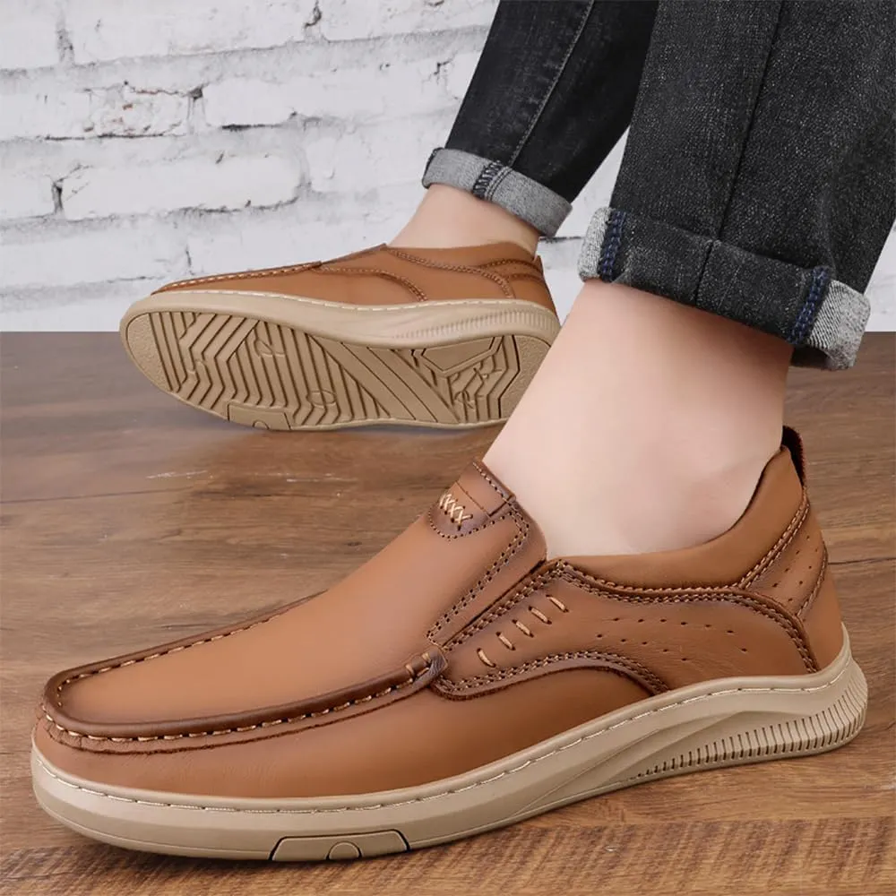 Asifn Men's Slip On Loafers Casual Leather Dressy Work Shoes Comfortable Soft Lightweight Walking Office Driving Fashion Shoes