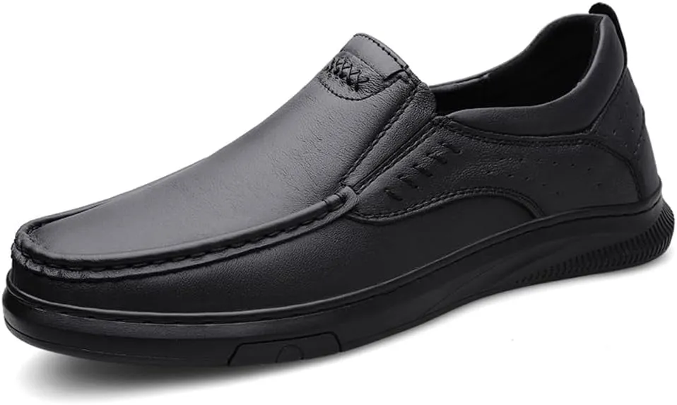 Asifn Men's Slip On Loafers Casual Leather Dressy Work Shoes Comfortable Soft Lightweight Walking Office Driving Fashion Shoes