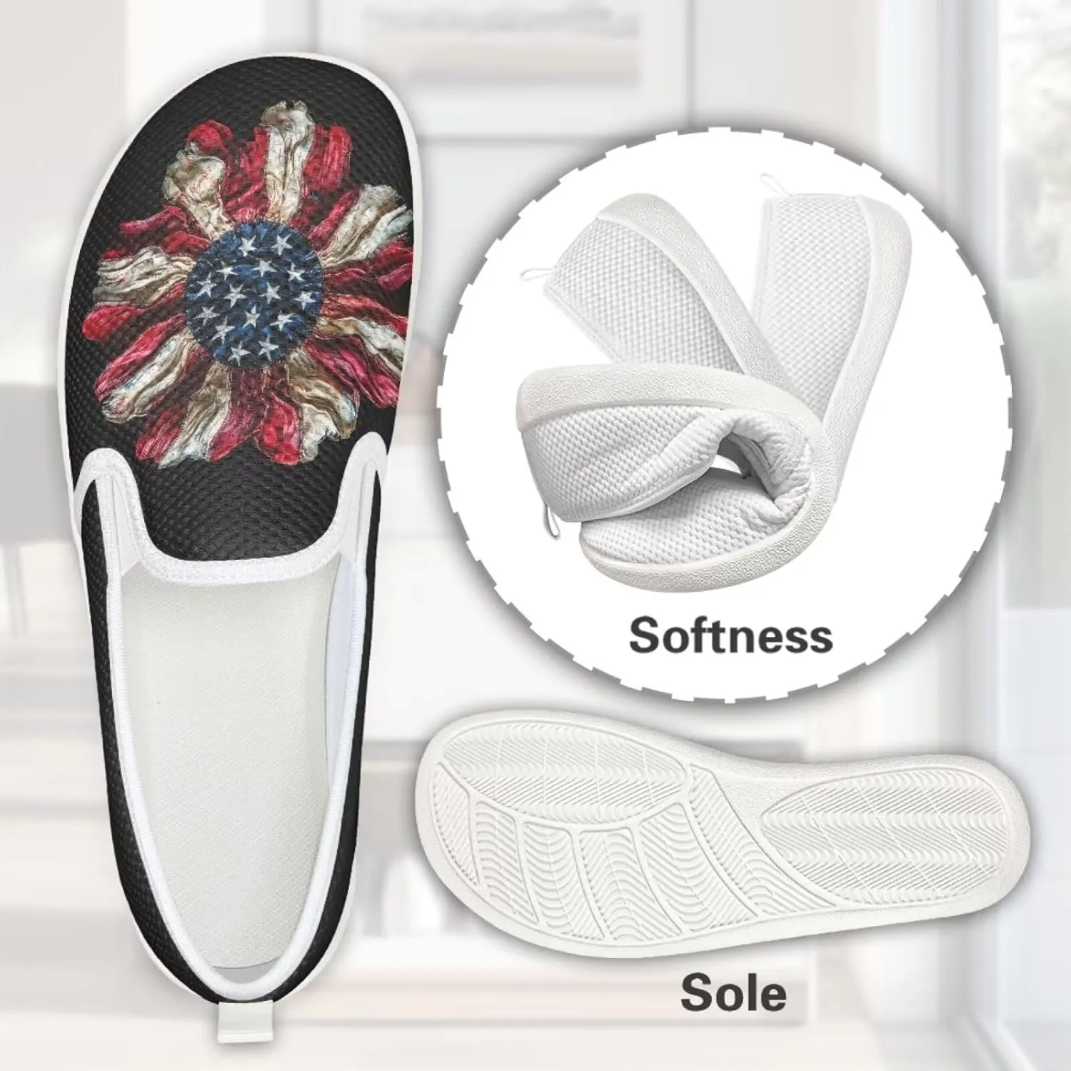 Binienty Low Cut Slip Ons Women's Fashion Sneakers Casual Travel Gym Sneakers Anti Slip Driving Flat Loafers