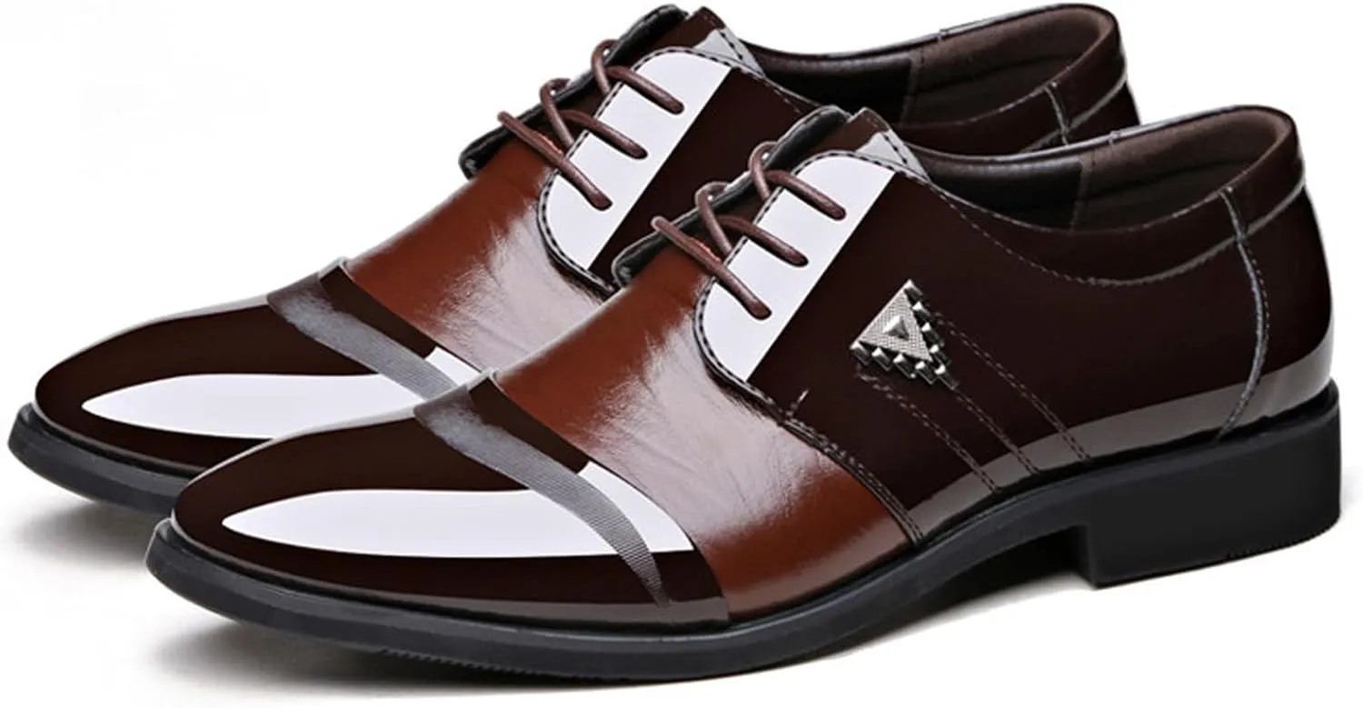 Casual Cap Toe Oxfords Shoes Men Non Slip Low Heel Business Formal Shoee Arch Support Walking Leather Shoe Men Lace up Dress Oxfords Comfortable Business Leather Shoe Office Footwear