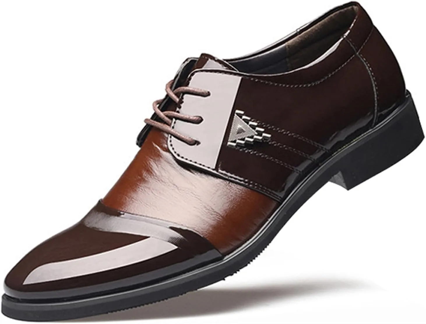 Casual Cap Toe Oxfords Shoes Men Non Slip Low Heel Business Formal Shoee Arch Support Walking Leather Shoe Men Lace up Dress Oxfords Comfortable Business Leather Shoe Office Footwear