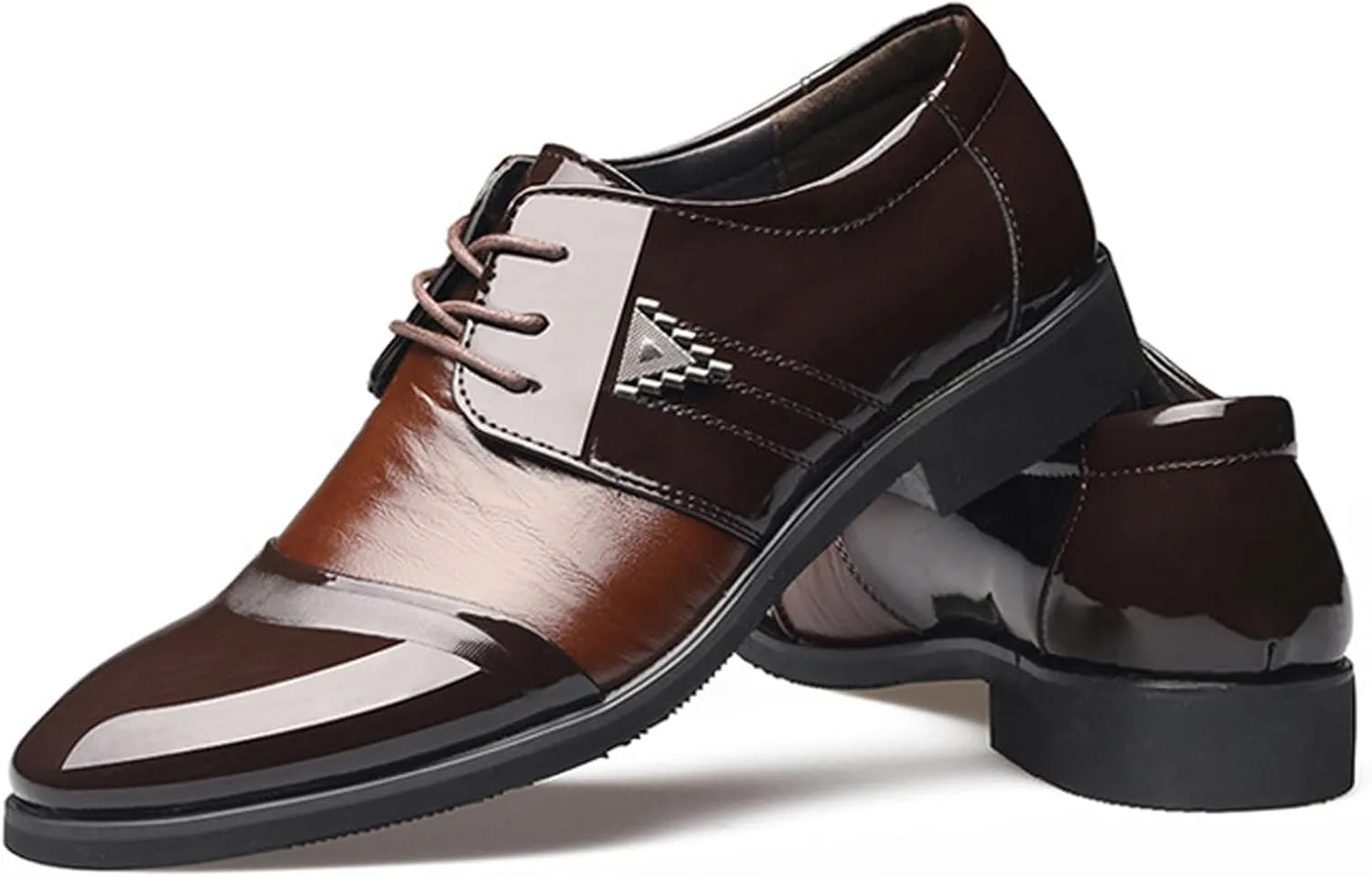 Casual Cap Toe Oxfords Shoes Men Non Slip Low Heel Business Formal Shoee Arch Support Walking Leather Shoe Men Lace up Dress Oxfords Comfortable Business Leather Shoe Office Footwear