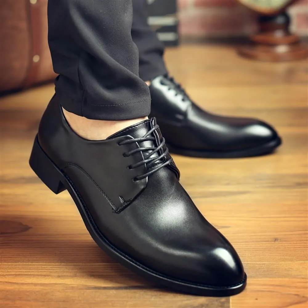 Casual Office Shoes for Men Black Classic Lace-up Formal Tuxedo Shoes Men's Orthopedic Dress Shoes Casual Business Oxford New Leather Shoes Walking Office Comfort Loafers Work Flats
