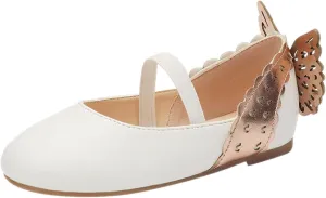 Children Girls' Loafers Sandals Leather Single Simple Wave Elastic Belt Shoes Children Butterfly Flat Dance Shoes