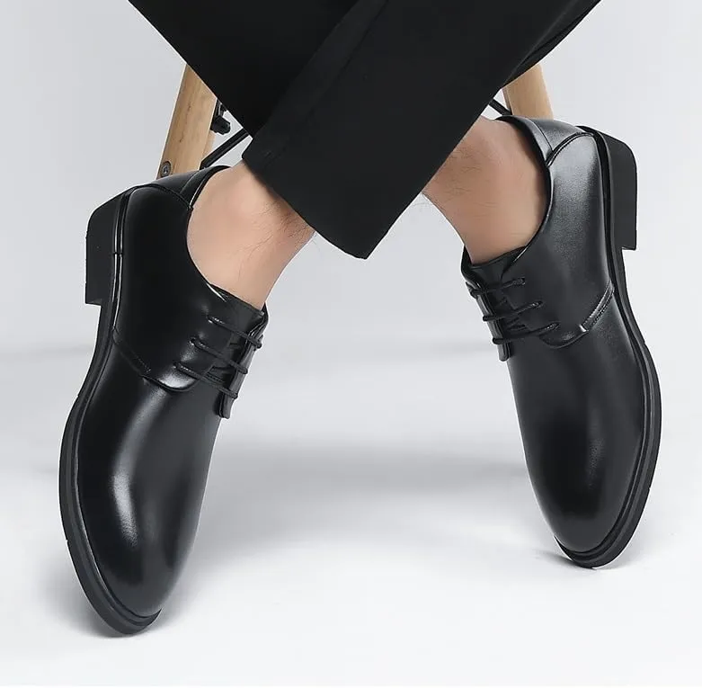 Classic Men's Leather Dress Shoes Casual Business Formal Oxford Shoes Men Lace Up Derby Shoes