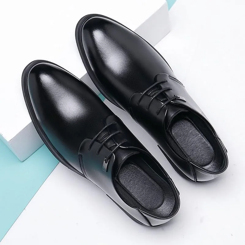Classic Men's Leather Dress Shoes Casual Business Formal Oxford Shoes Men Lace Up Derby Shoes