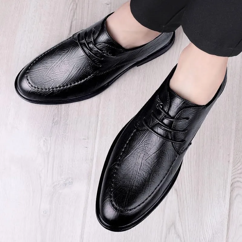 Classic Men's Leather Dress Shoes Lightweight All-Day Comfort Oxfords Shoes Modern Wedding Office Work Derby Shoes for Men