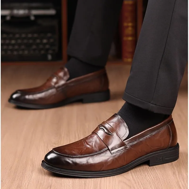 Classic Men's Leather Dress Shoes Slip On Oxford Shoes Formal Business Loafers Shoes for Men