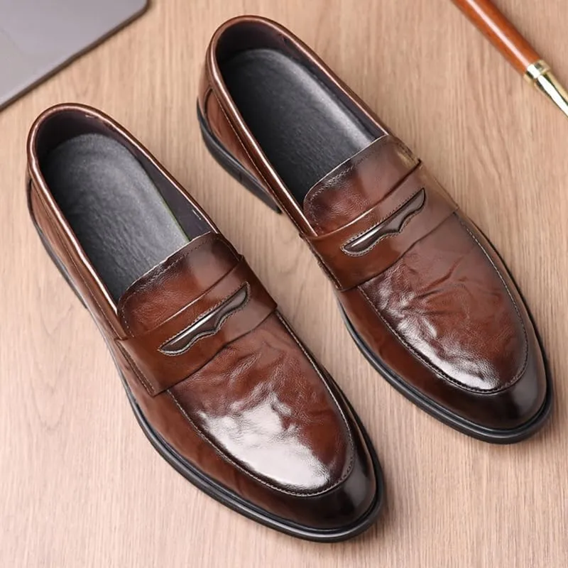 Classic Men's Leather Dress Shoes Slip On Oxford Shoes Formal Business Loafers Shoes for Men