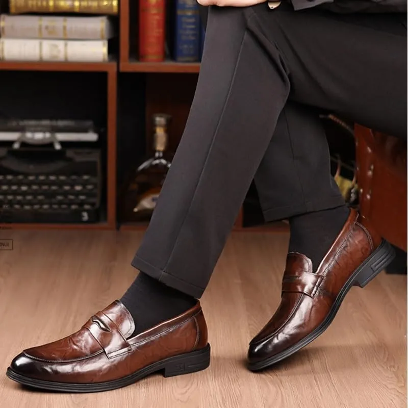 Classic Men's Leather Dress Shoes Slip On Oxford Shoes Formal Business Loafers Shoes for Men