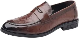 Classic Men's Leather Dress Shoes Slip On Oxford Shoes Formal Business Loafers Shoes for Men