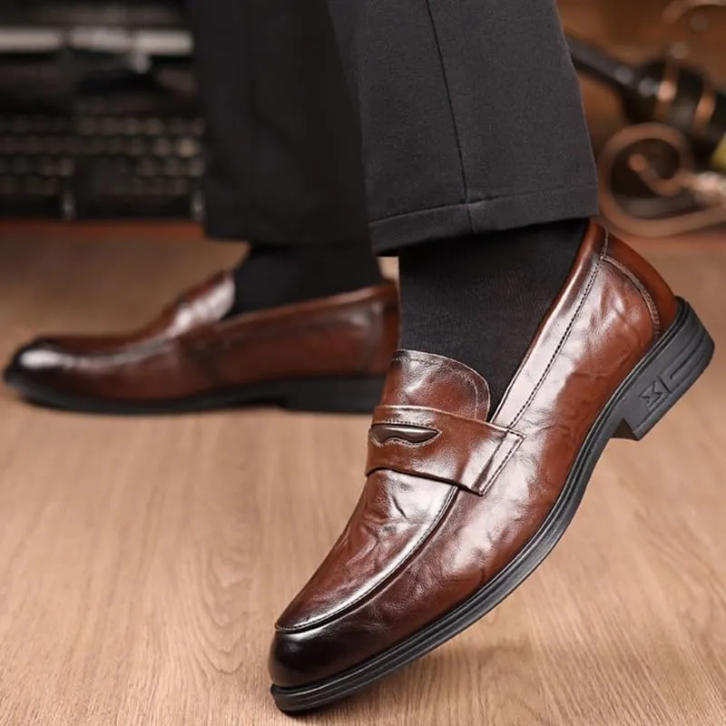 Classic Men's Leather Dress Shoes Slip On Oxford Shoes Formal Business Loafers Shoes for Men