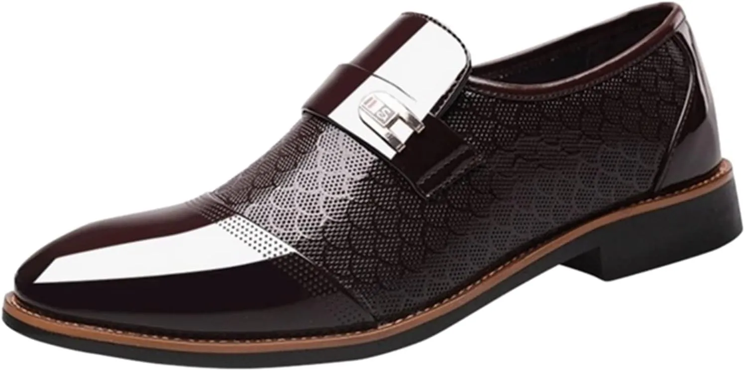 Coerni Men's Oxfords Shoes Dress Shoes Slip On Formal Business Tuxedo Wedding Shoes Modern Leather Shoes (Brown, 8.5)
