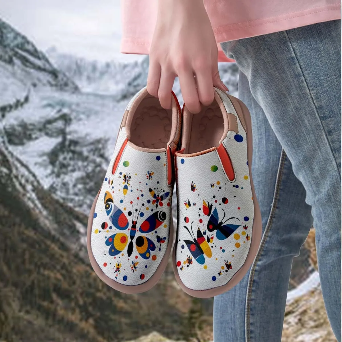Comfortable Travel Shoes for Womens Loafers Slip Ons Ladies Nurse Shoe Walking Lightweight Cartoon Animal Painted Sneaker