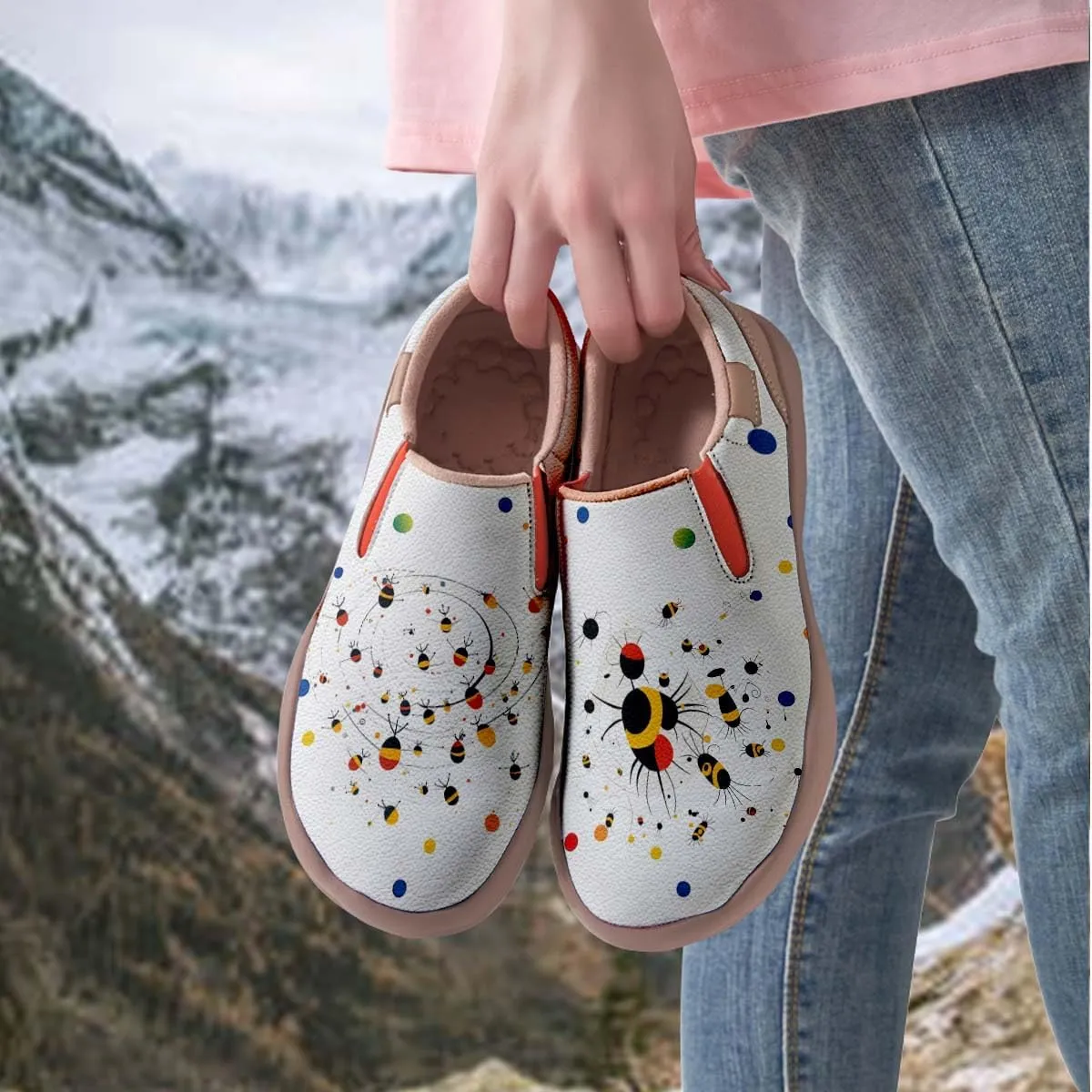 Comfortable Travel Shoes for Womens Loafers Slip Ons Ladies Nurse Shoe Walking Lightweight Cartoon Animal Painted Sneaker