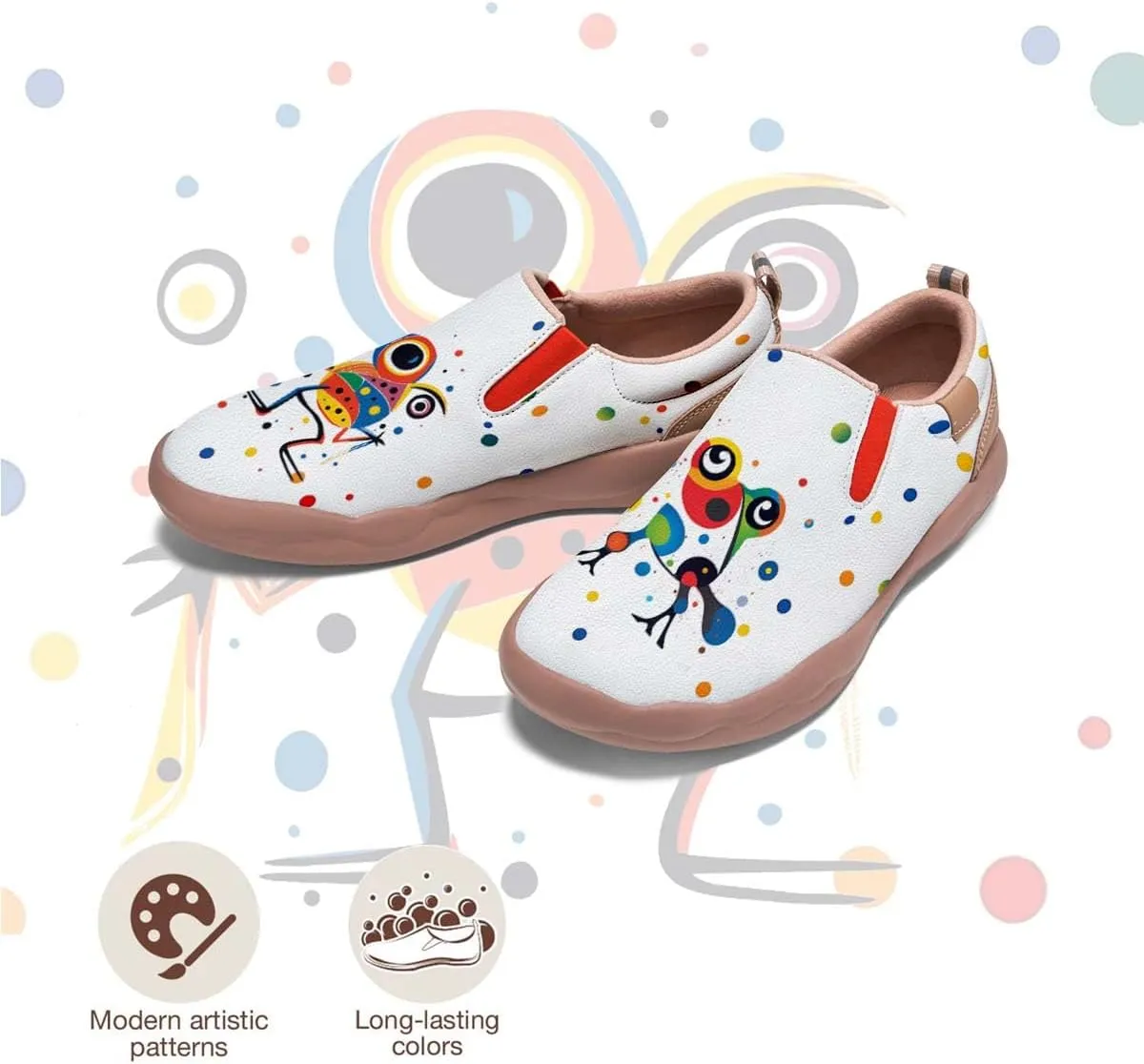 Comfortable Travel Shoes for Womens Loafers Slip Ons Ladies Nurse Shoe Walking Lightweight Cartoon Animal Painted Sneaker