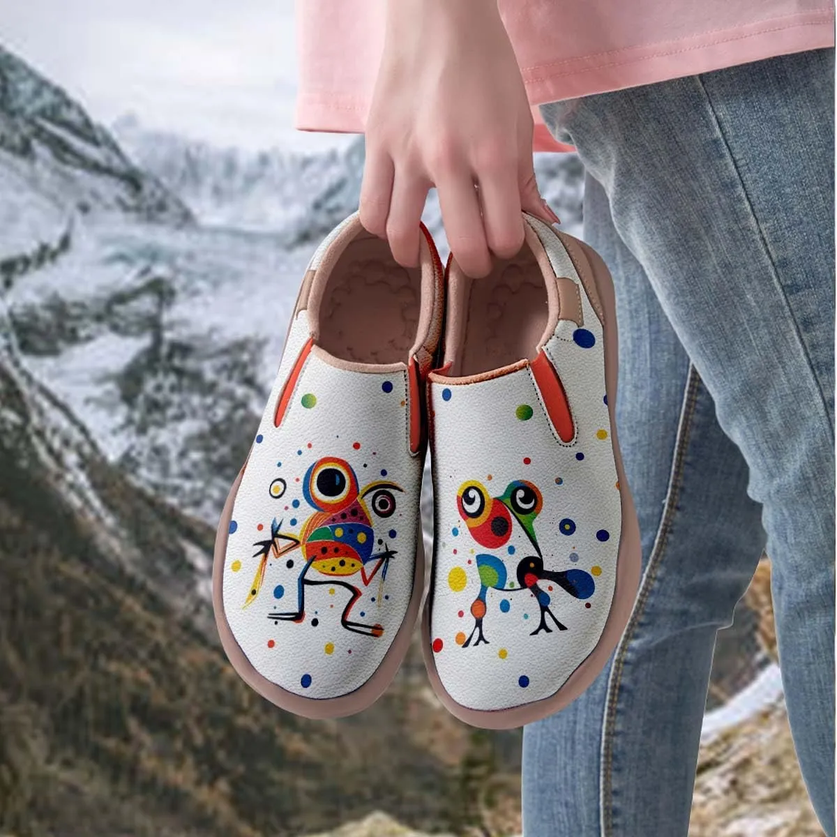 Comfortable Travel Shoes for Womens Loafers Slip Ons Ladies Nurse Shoe Walking Lightweight Cartoon Animal Painted Sneaker