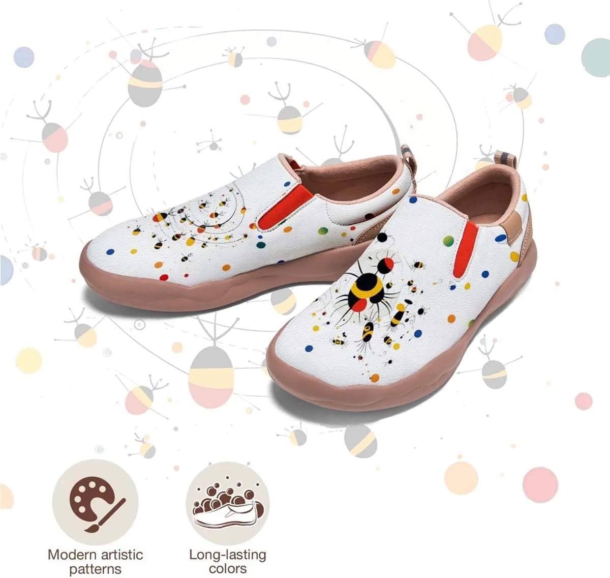 Comfortable Travel Shoes for Womens Loafers Slip Ons Ladies Nurse Shoe Walking Lightweight Cartoon Animal Painted Sneaker
