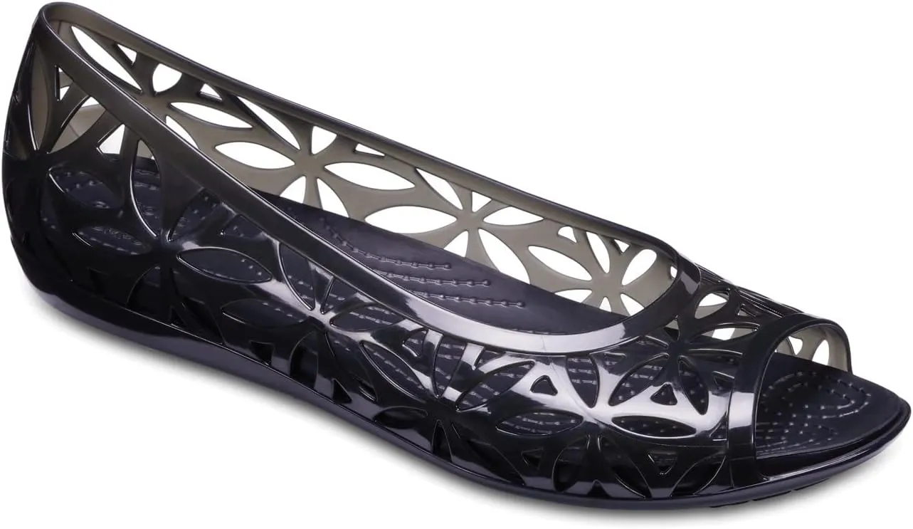 Crocs Women's Isabella Jelly II Flat W Ballet, Black/Black, 4 US