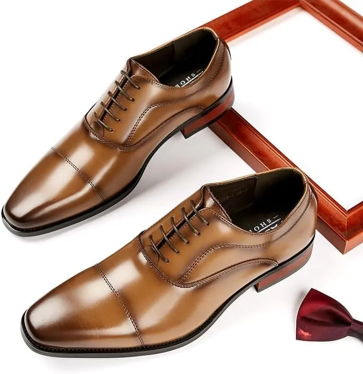 CSCDD Men's Formal Leather Inner Soft and Comfortable Business Soft-Soled Derby Shoes British-Style Pointed Toe Suitable for Banquet Travel