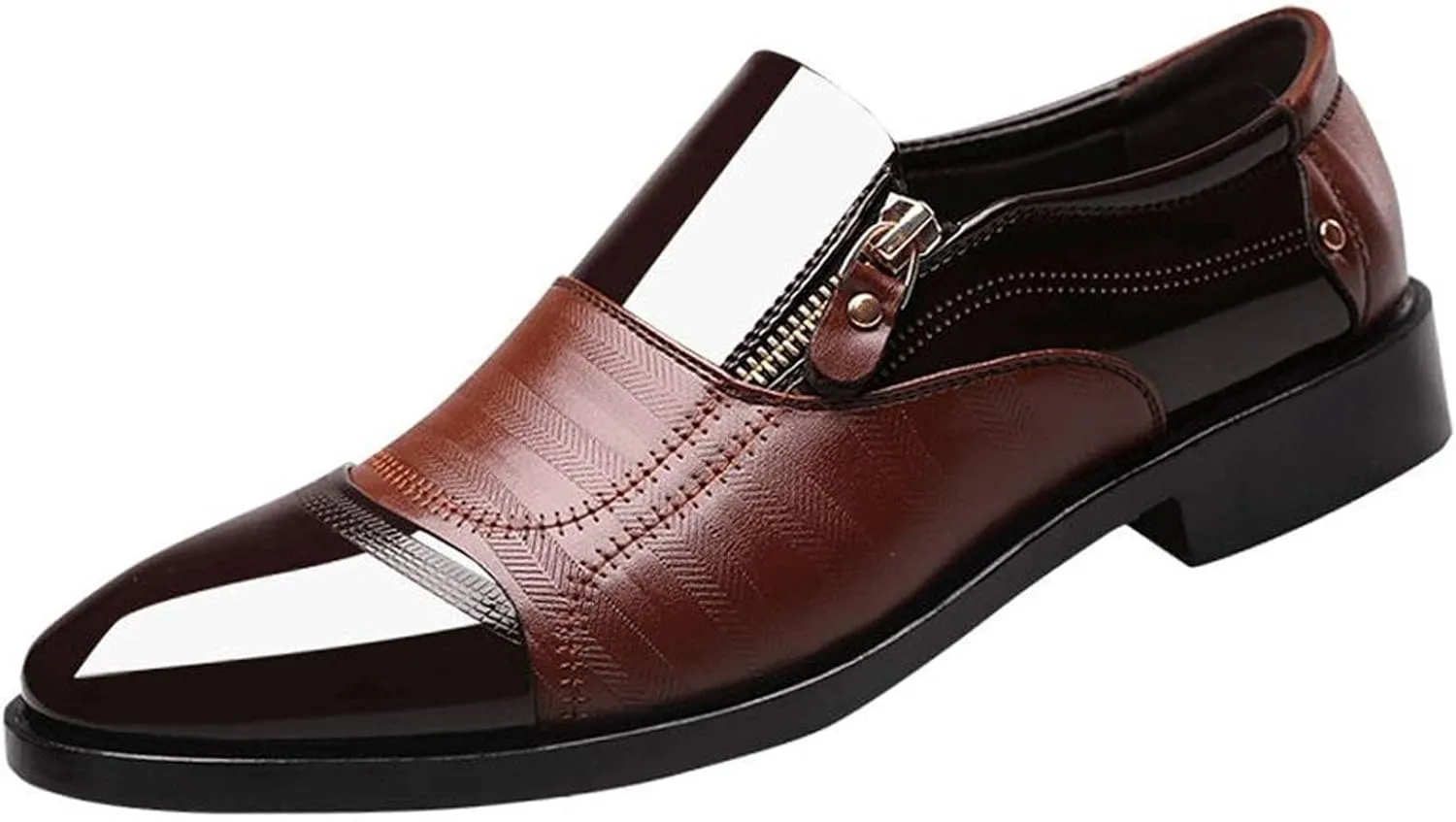 CsgrFagr Classical Style Men's Breathable Hollow Business Casual Pointed Shoes Synthetic Leather Dress Shoes Men (Brown, 11)