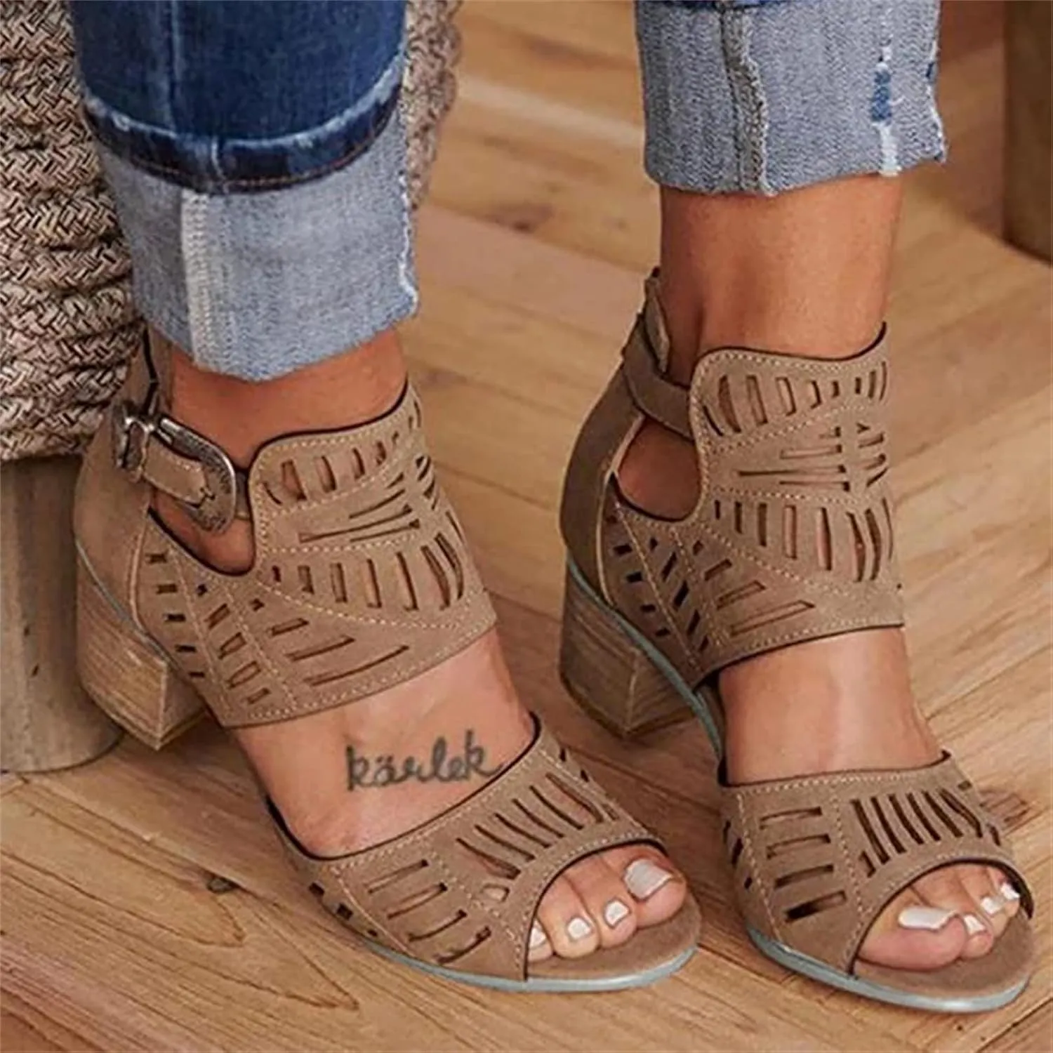 Cute Sandals For Women Dressy,Womens Low Mid Square Heel Ankle Strap Sandal Open Toe Summer Strappy Chunky Block Sandals