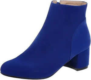 DINTAHA Suede Ankle Boots Chunky Low Heel Booties Round Toe Side Zip Up Fall Boots