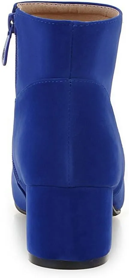 DINTAHA Suede Ankle Boots Chunky Low Heel Booties Round Toe Side Zip Up Fall Boots