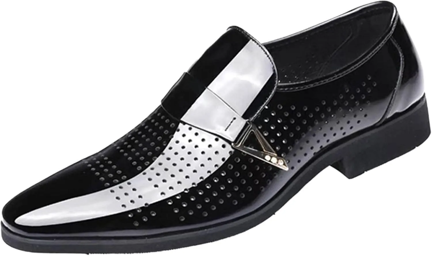 Dress Shoes for Men Fashion Leather Classic Style Men Leather Shoes Metal Buckle Shoes Diamond Cutout Breathable Business Casual Pointed Toe Leather Shoes Business Shoes for Men Wide