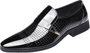 Dress Shoes for Men Fashion Leather Classic Style Men Leather Shoes Metal Buckle Shoes Diamond Cutout Breathable Business Casual Pointed Toe Leather Shoes Business Shoes for Men Wide