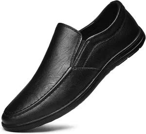 Driving Moccasins for Men Genuine Leather Round Toe Stitching Details Flat Heel Resistant Comfortable Flexible Soft Walking Slip On for Any Attire
