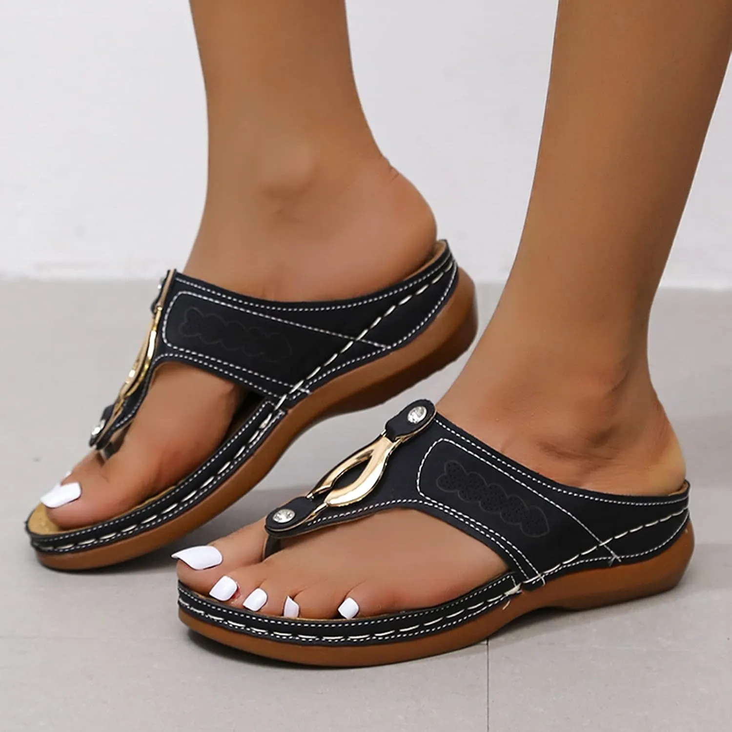 Eduavar Sandals for Women Dressy, Women Sandals Dressy Breathable Flip Flops Slip On Travel Beach Sandals