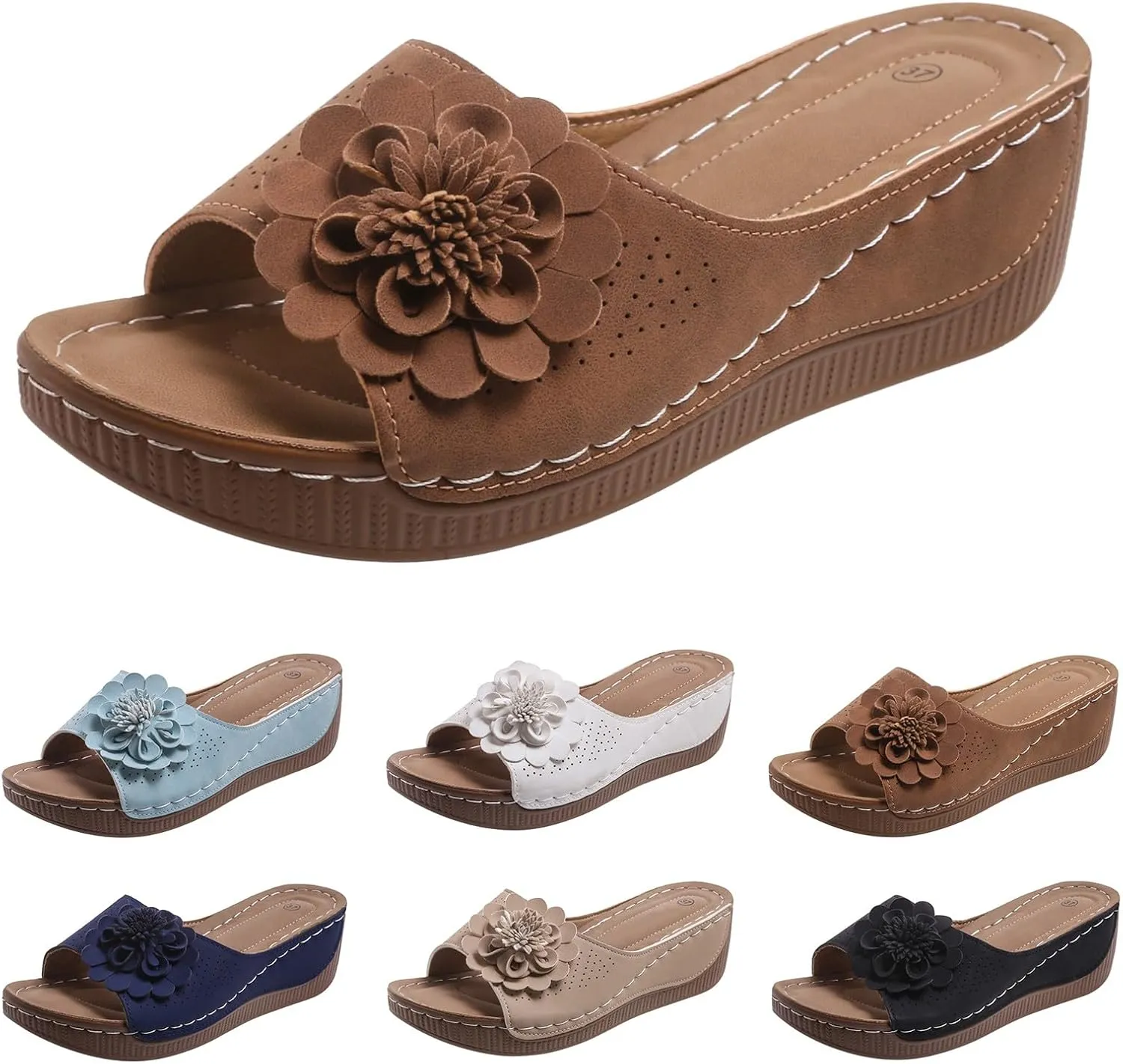 Flower Orthopedic Sandals for Women Comfort Arch Support Open Toe Non Slip Wedge Slippers Casual Orthotic Platform Shoes