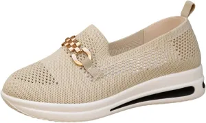 Fly Weave Soft Lightweight Shoes for Women Breathable Hollow Mesh Walking Driving Shoes Cushioned Slip-On Loafers
