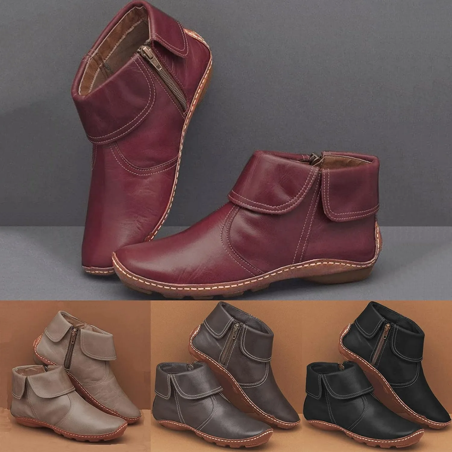 Gibobby Ankle Boots for Women Low Heel,Arch Support Boots Casual Flat Platform Short Ankle Boots Everyday Boots for Ladies