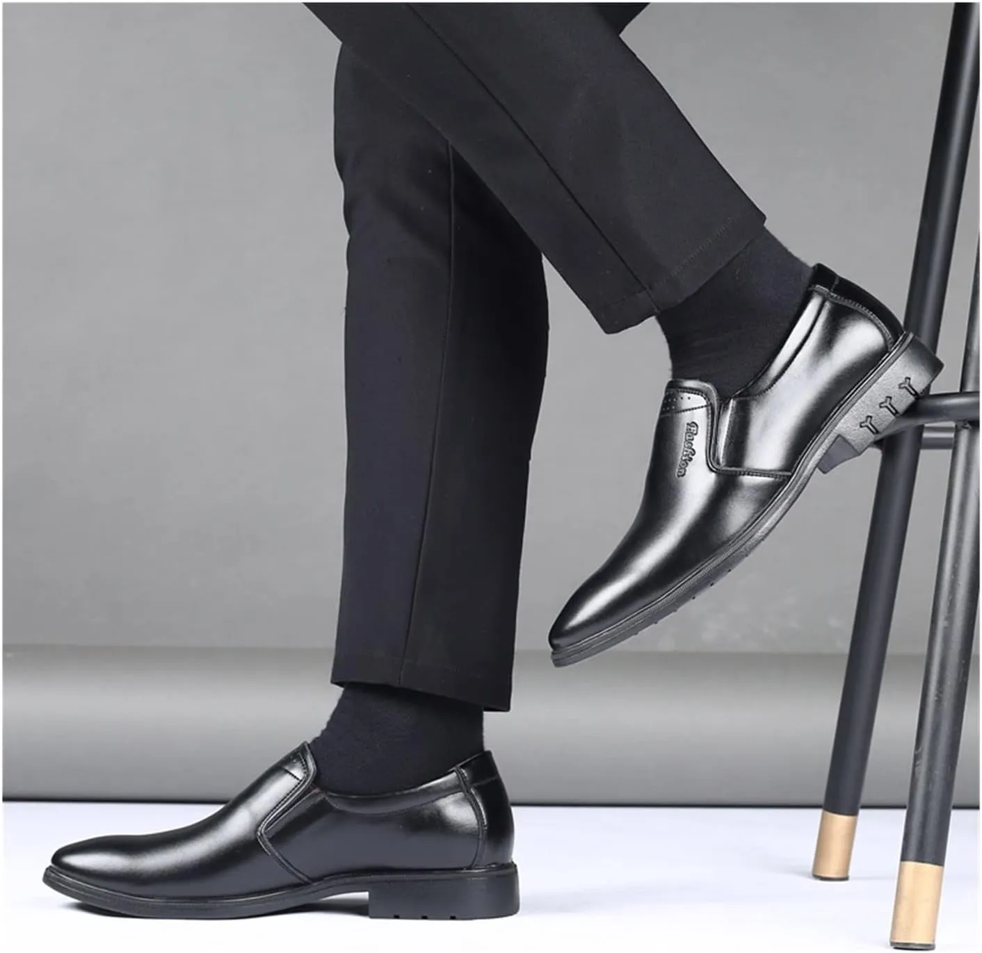 HASMI Genuine Leather Men's Shoes Pointed Toe Breathable Casual Business Men's Leather Shoes Cover Feet Dress Leather Shoes Men