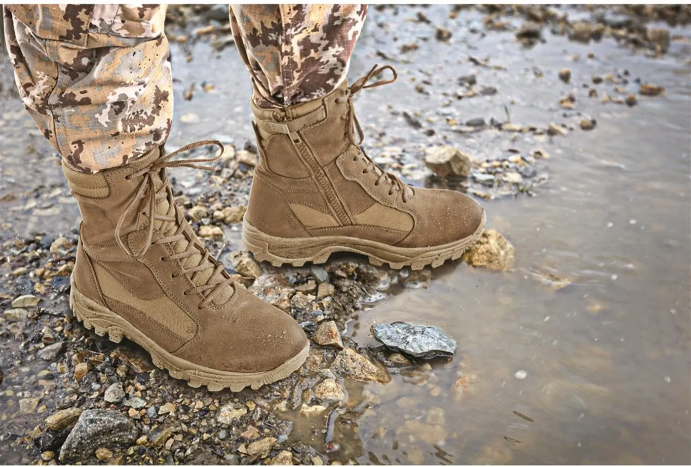 HQ ISSUE Talos 8 Mens Side Zip Waterproof Tactical Boots, Military Combat Hiking Shoes