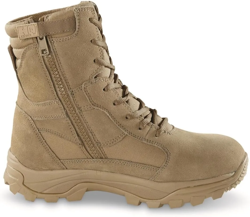 HQ ISSUE Talos 8 Mens Side Zip Waterproof Tactical Boots, Military Combat Hiking Shoes